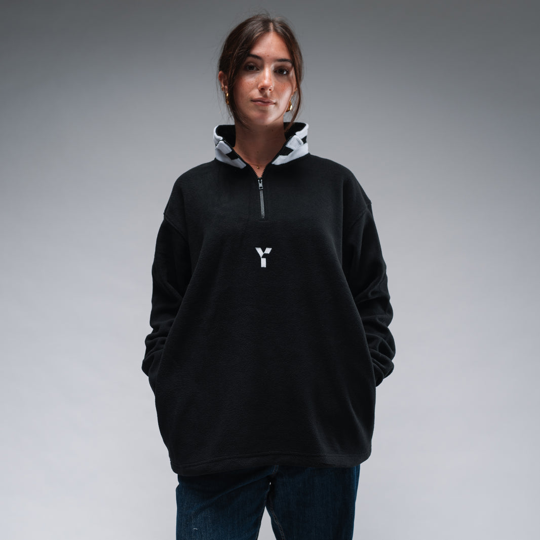 Oversized Black Logo Retro Zip