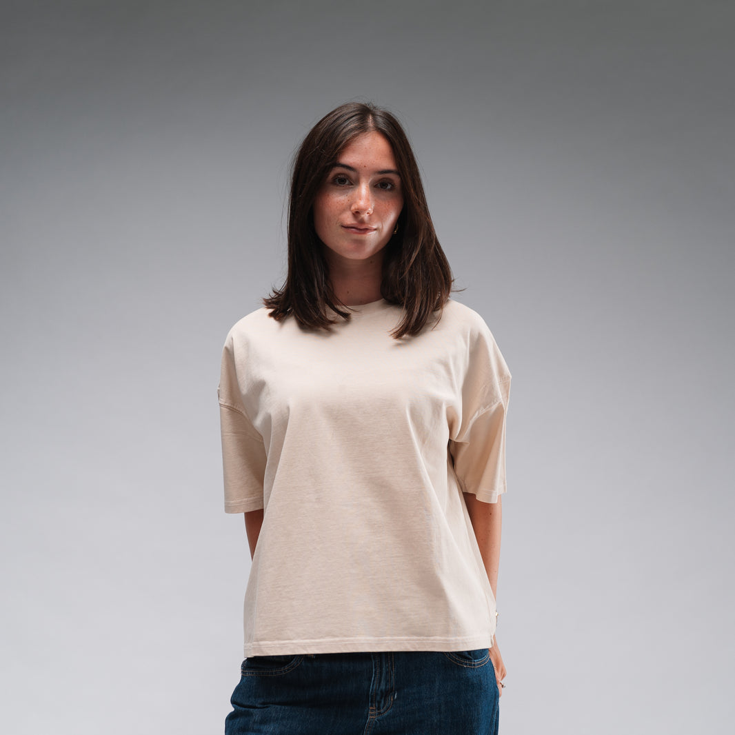 Women's Oversized Stonewash White Logo Tee