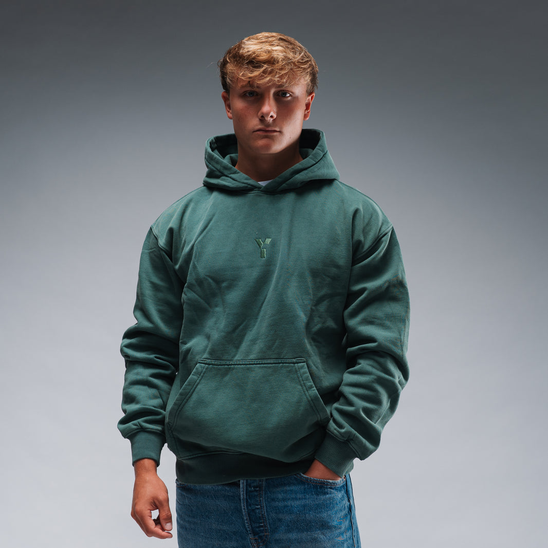 Oversized Stonewash Green Logo Hood