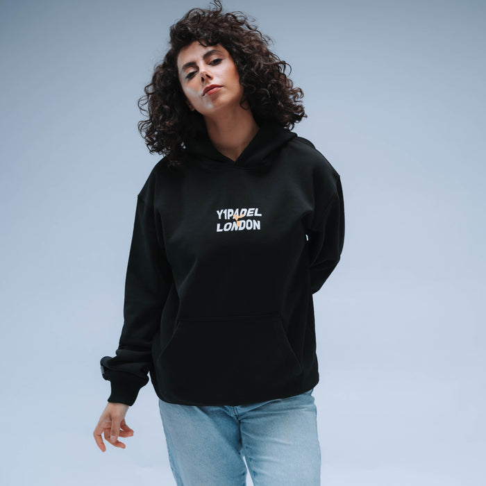Y1 Padel London Relaxed Fit Hoody Unisex (Washed Black)