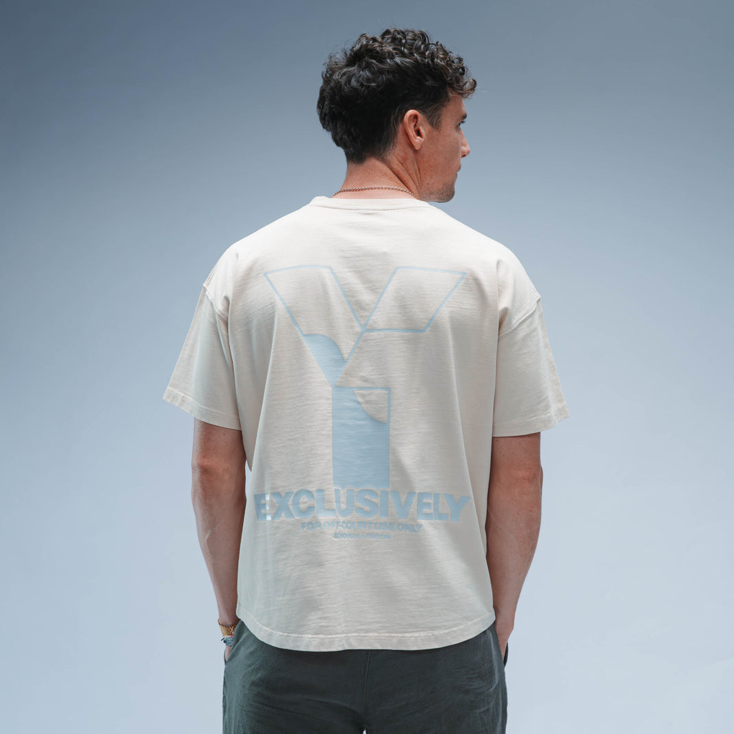 Y1 Padel Exclusively Boxy Tee Short Sleeve Unisex (Washed Cream)