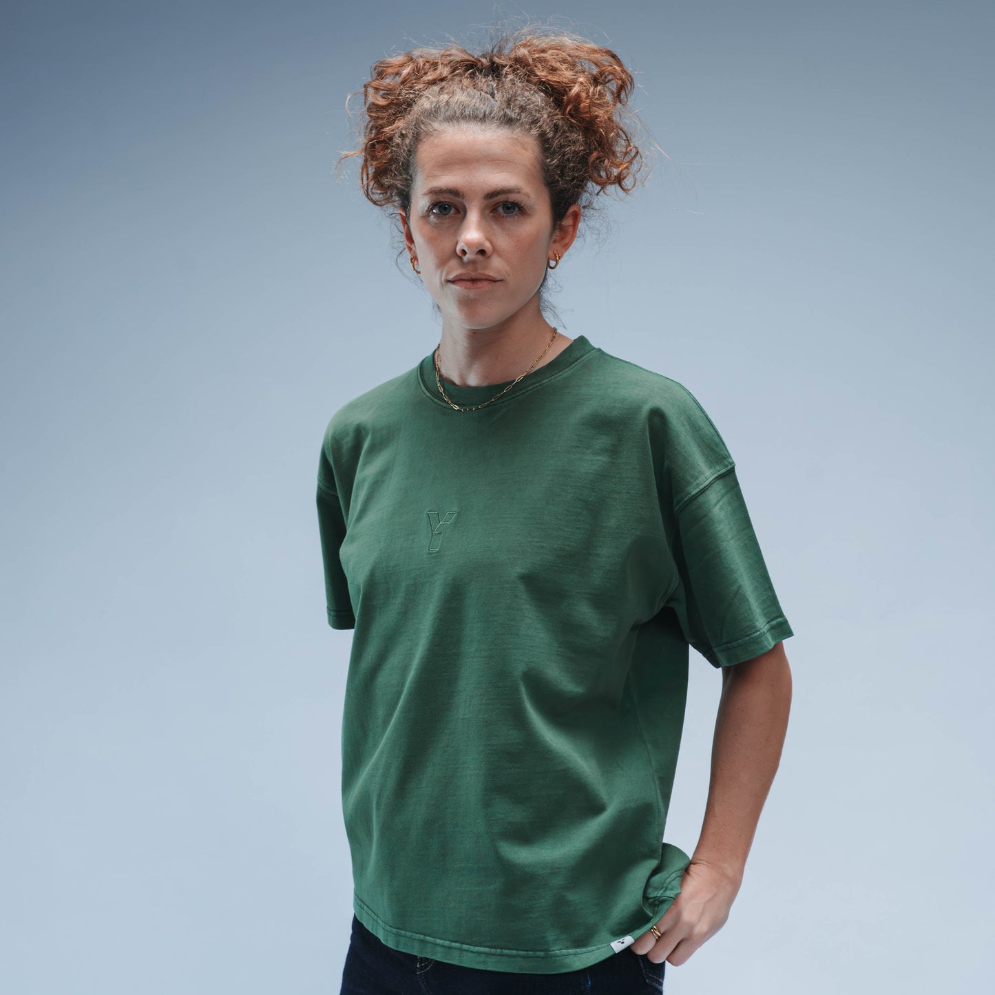 Invisible Y Boxy Tee Short Sleeve Unisex (Washed Green)