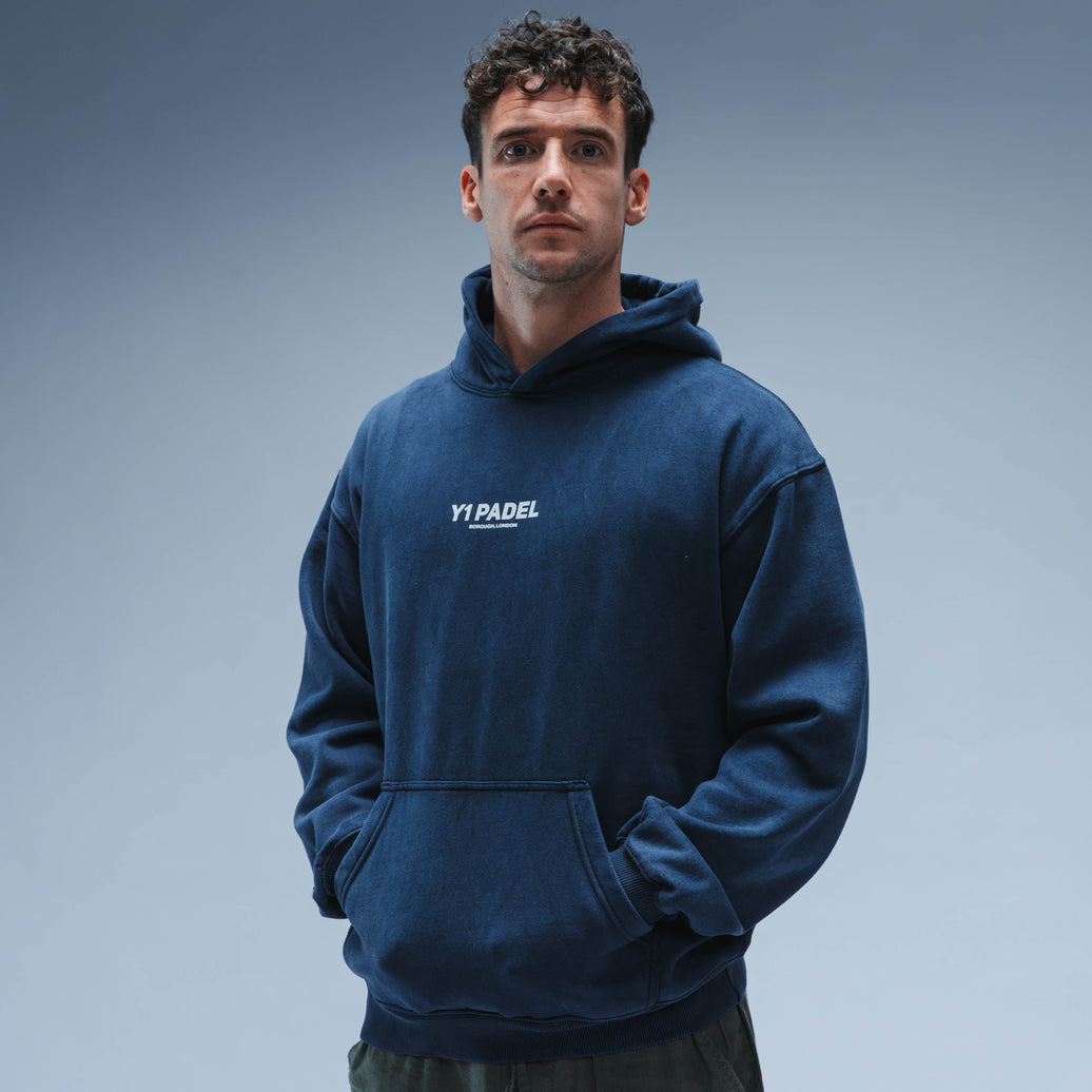 Y1 Padel Reinvent The Game Relaxed Fit Hoody Unisex (Washed Navy)