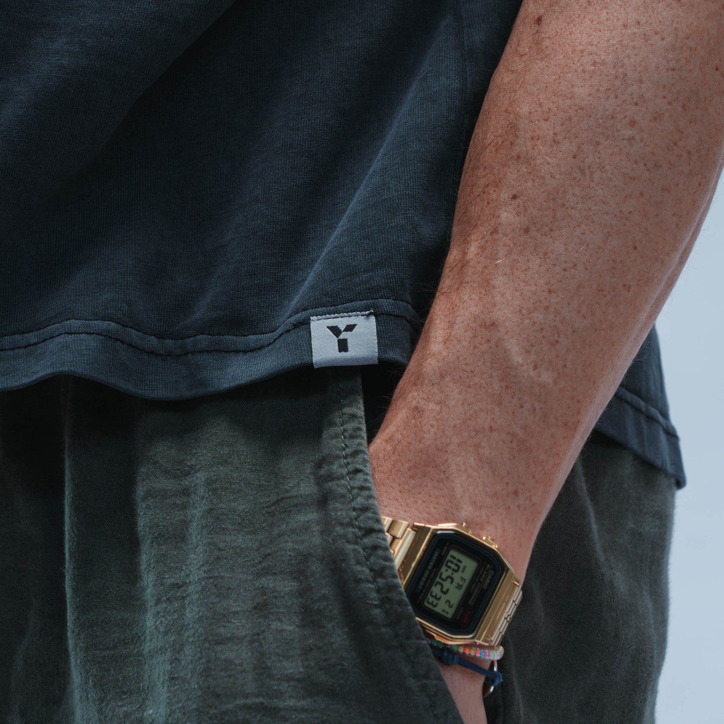 Woven Label Boxy Tee Short Sleeve Unisex (Washed Black)