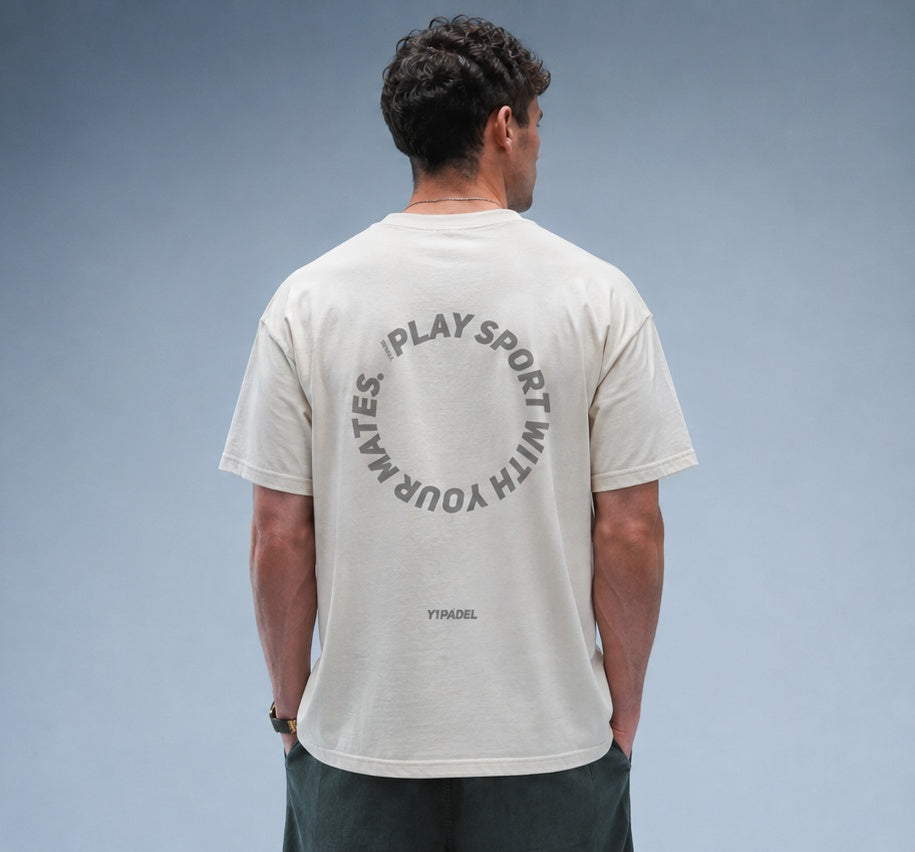 Men's Oversized Padel Mates Tee Stonewash White