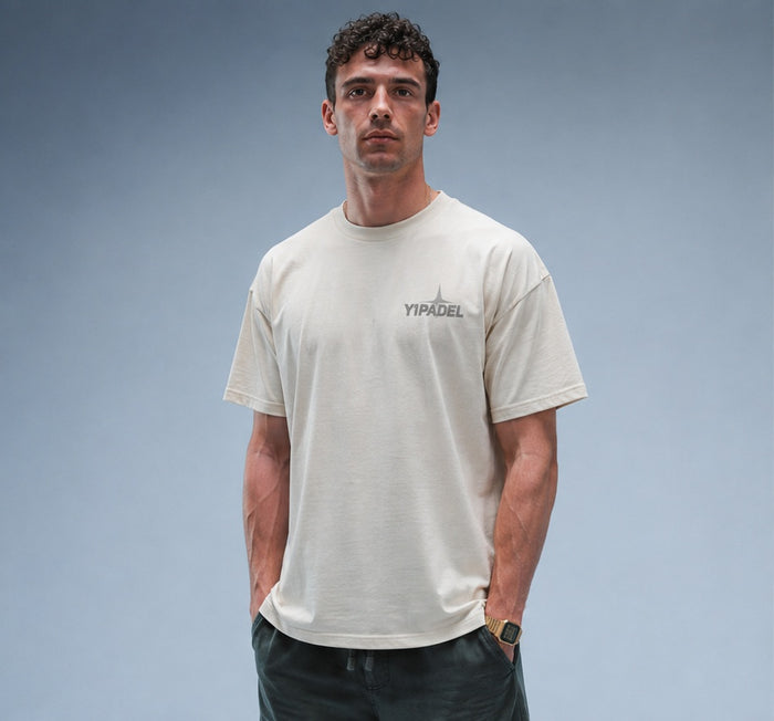 Men's Oversized Padel Mates Tee Stonewash White