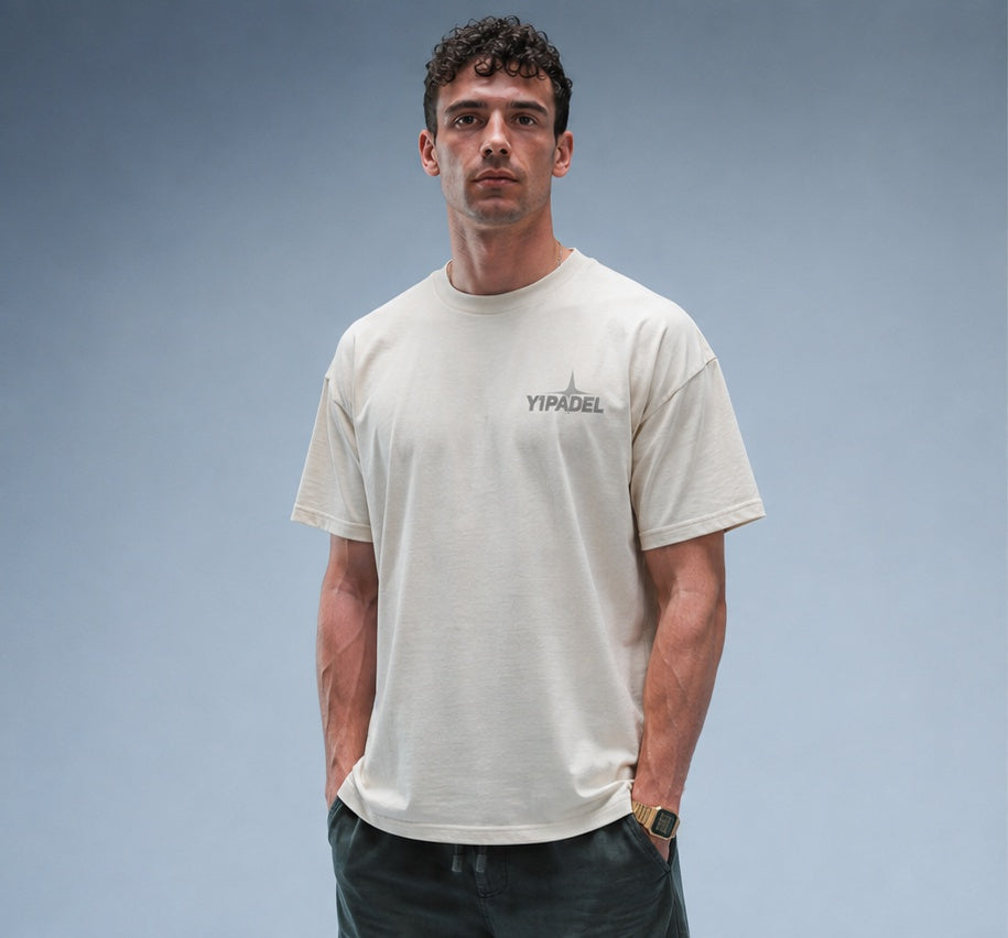 Men's Oversized Padel Mates Tee Stonewash White