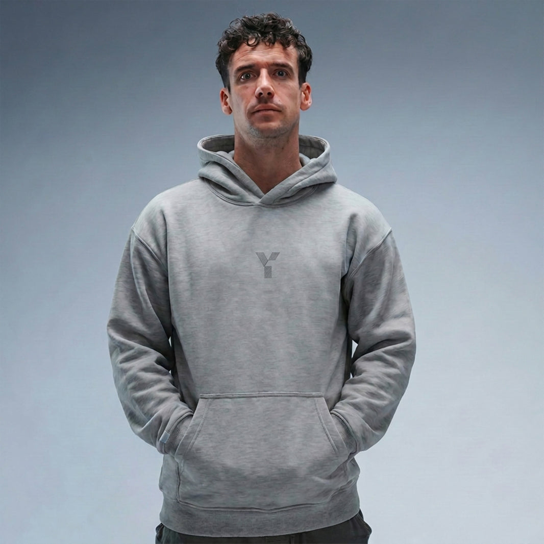 Oversized Mellange Grey Logo Hood
