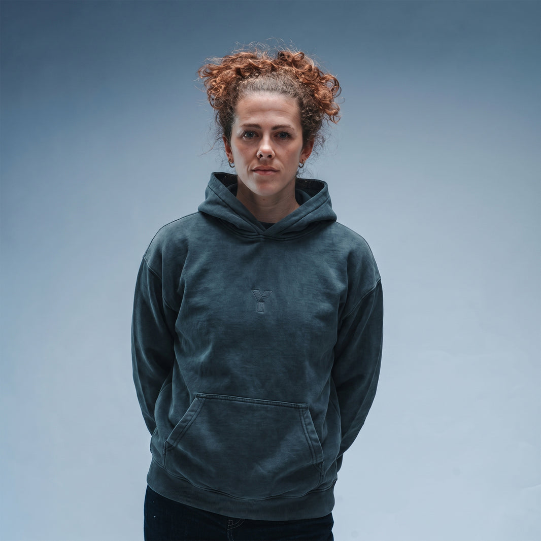 Oversized Stonewash Navy Logo Hood