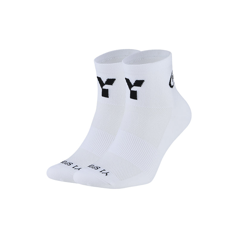 White Half Crew Running Socks - Global by Y1