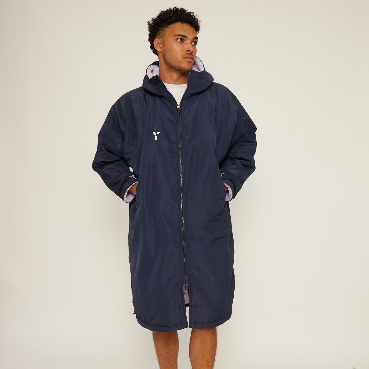 Fleece Lined Changing Robe (Navy/Purple) by Y1