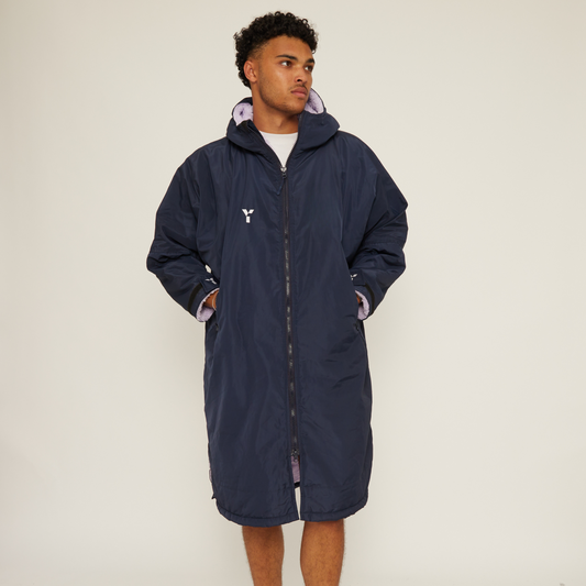 Fleece Lined Changing Robe (Navy/Purple)