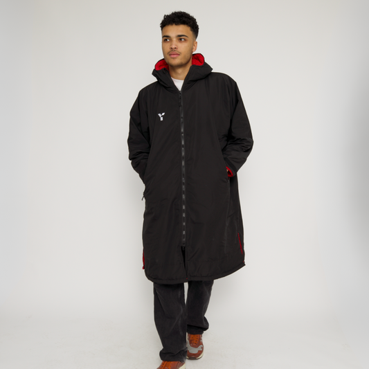 Fleece Lined Changing Robe (Black/Red)