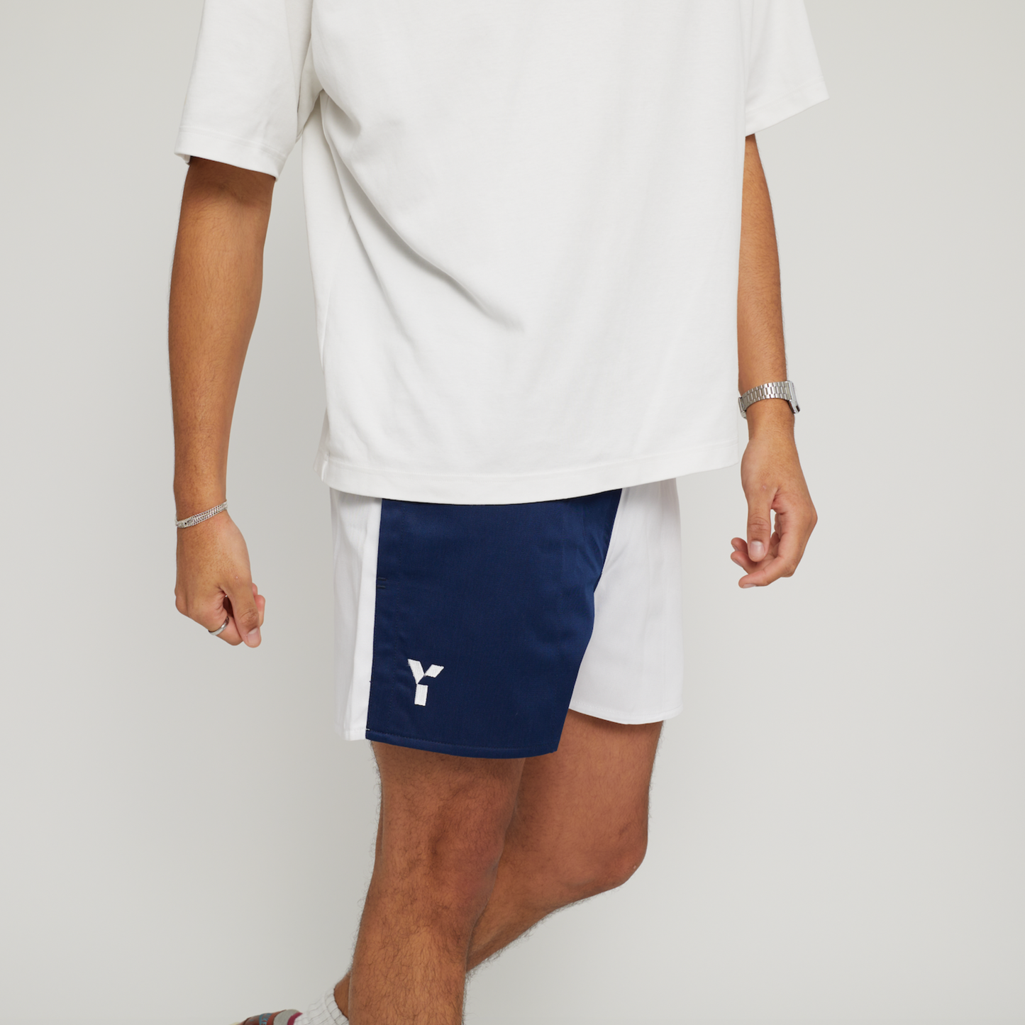 Retro Cotton Rugby Shorts (Navy/White)