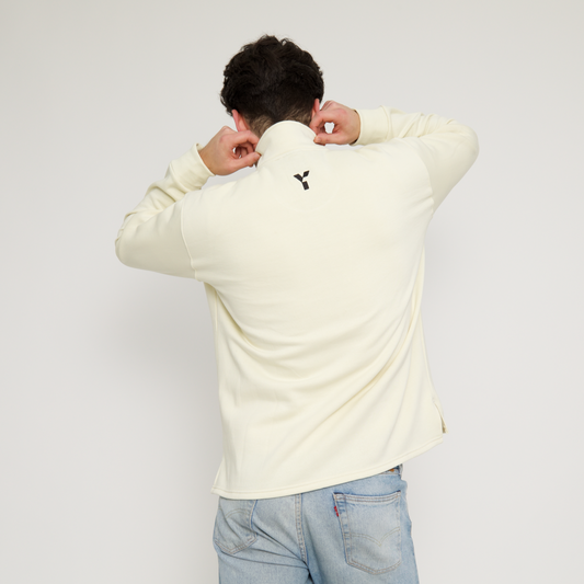 College Cotton 1/4 Zip (Cream)