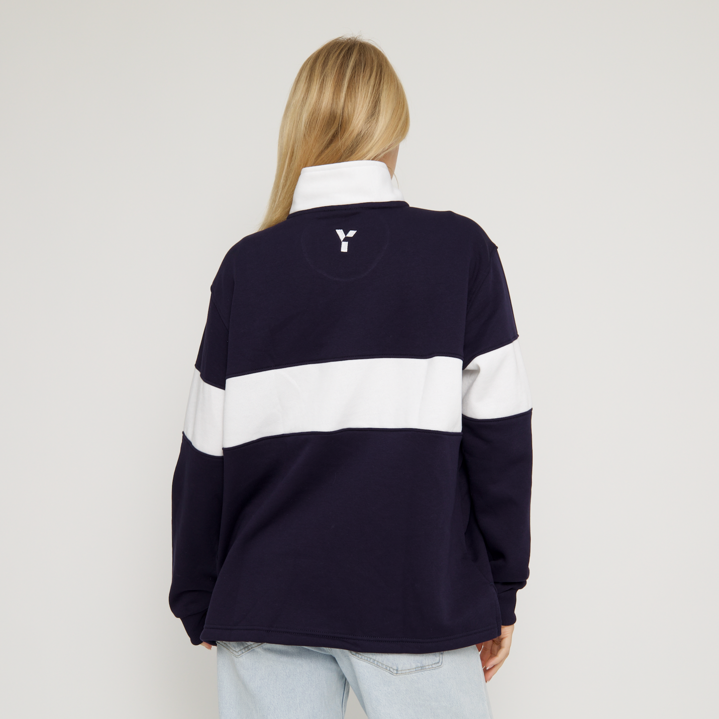 Core Block Cotton 1/4 Zip (Navy/White)