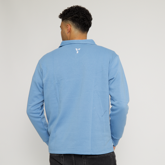 Core Striped Cotton 1/4 Zip (Sky Blue)