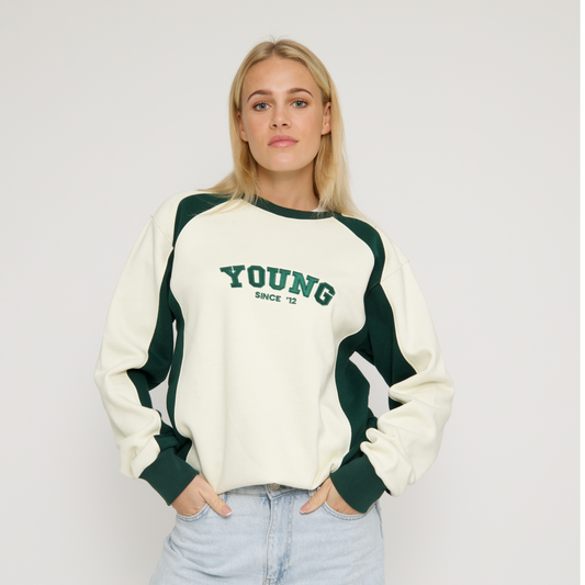 College Sweater (Cream/Green)