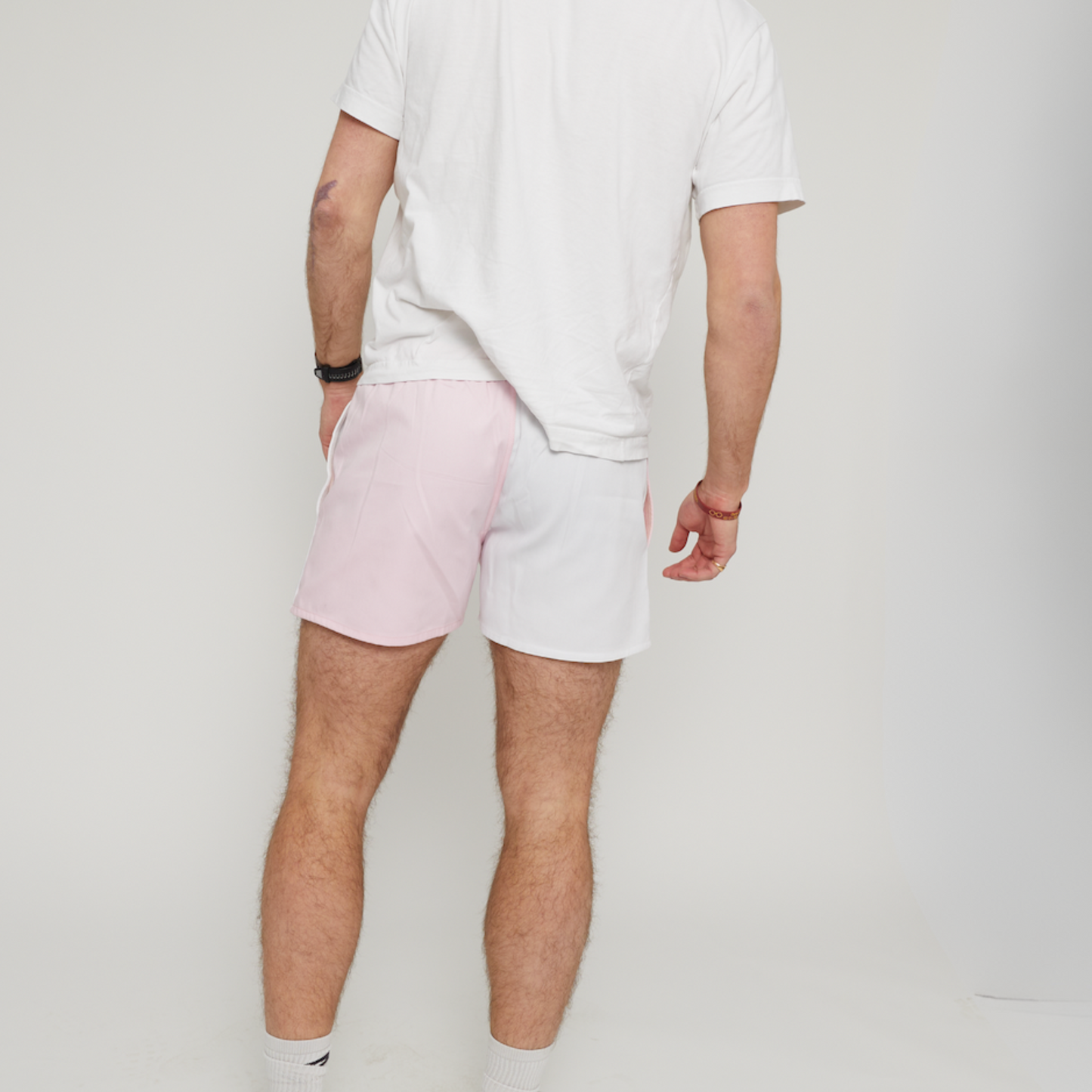 Retro Cotton Rugby Shorts (White/Pink)