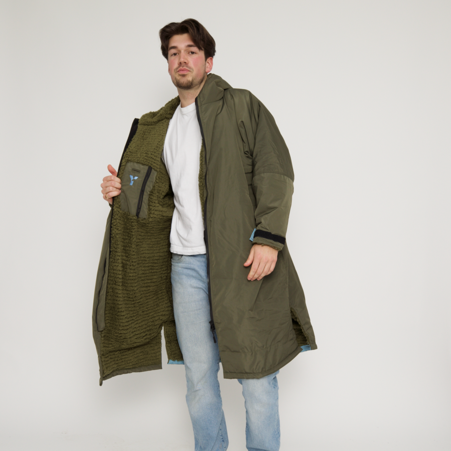 Fleece Lined Changing Robe (Army Green)