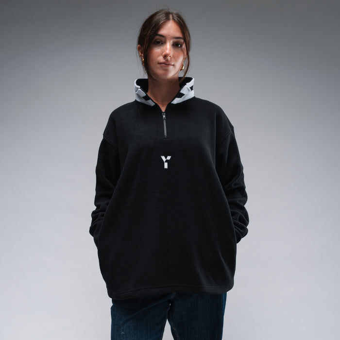 Oversized Black Logo Retro Zip