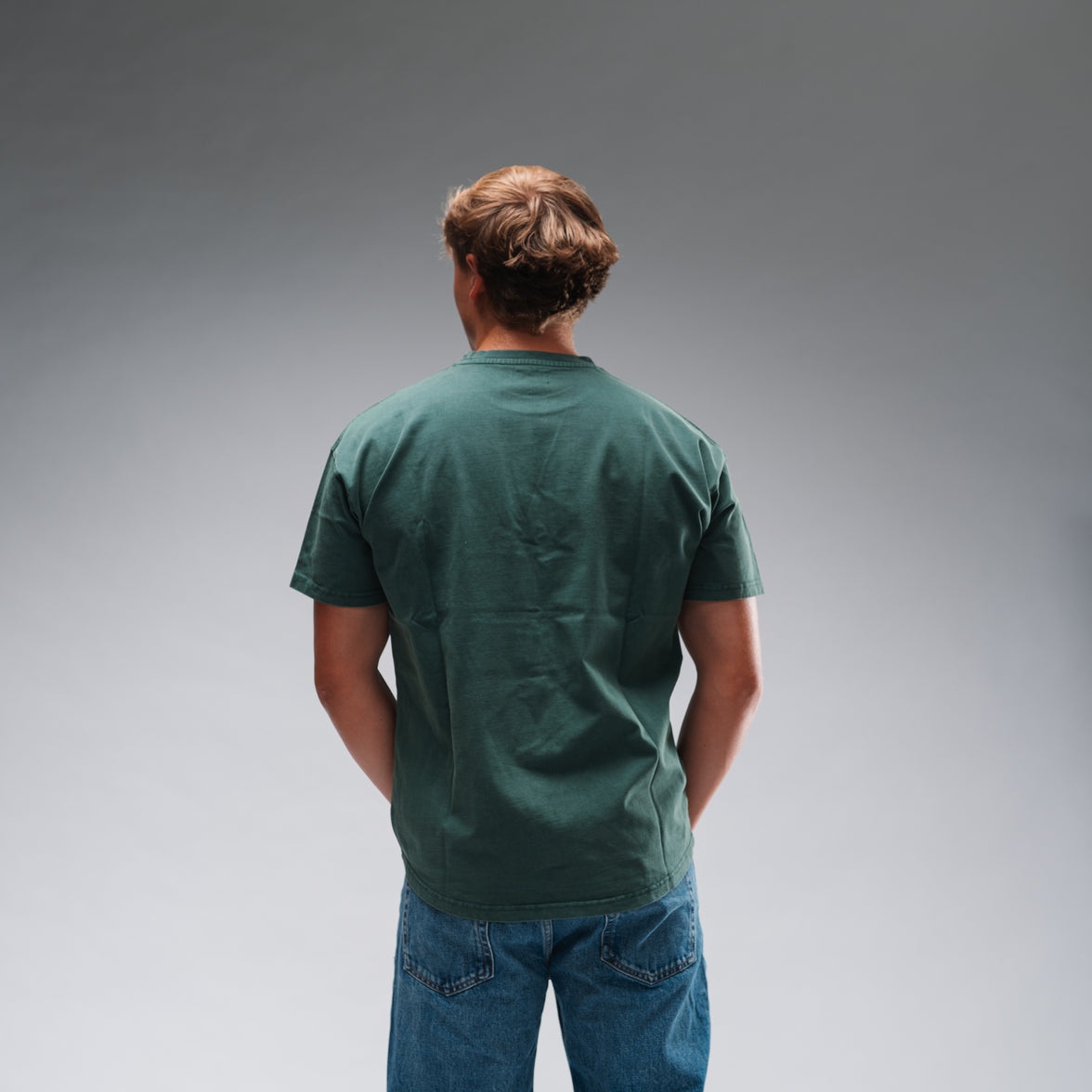 Men's Oversized Stonewash Green Logo Tee
