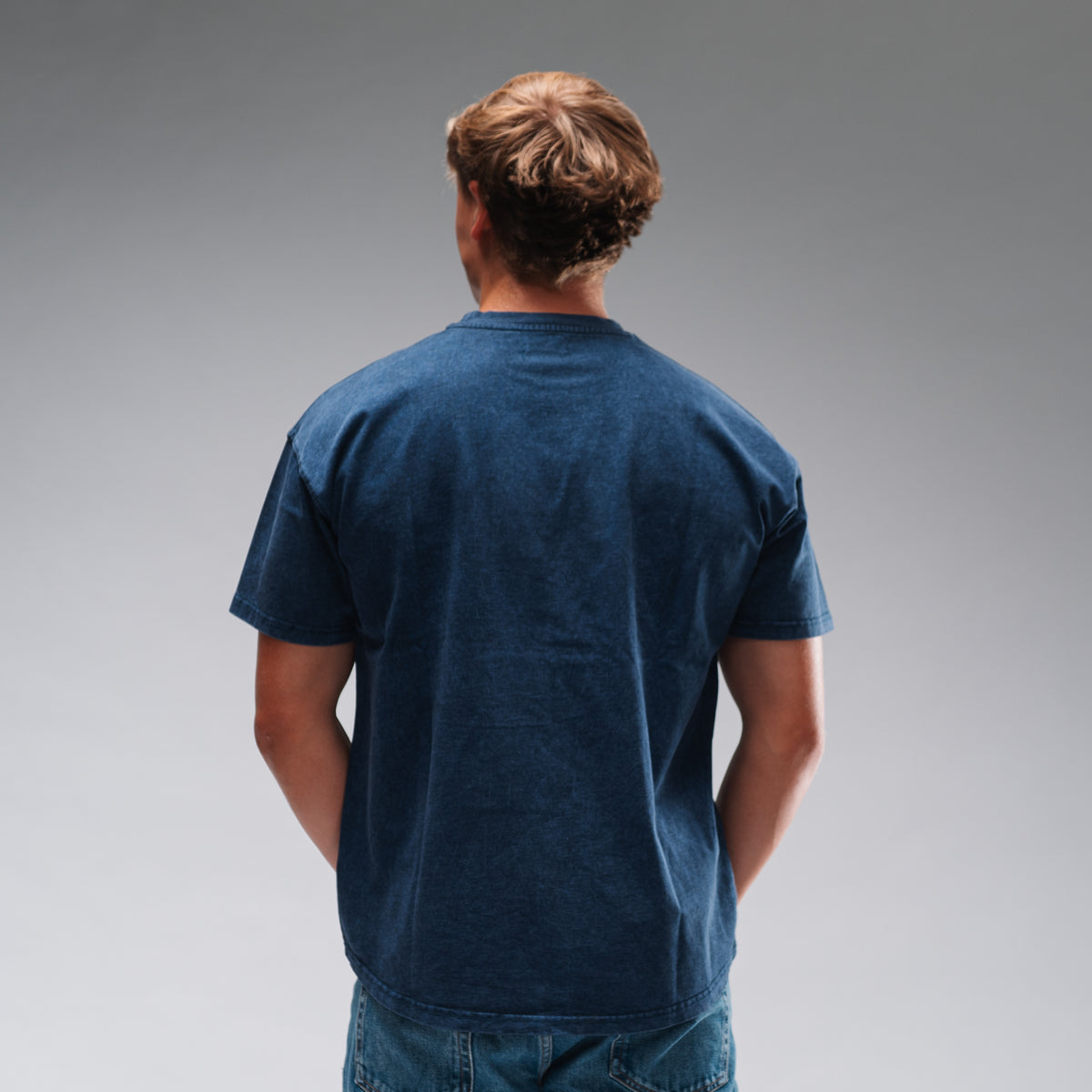 Men's Oversized Stonewash Navy Logo Tee
