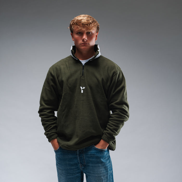 Oversized Stonewash Green Logo Retro Zip