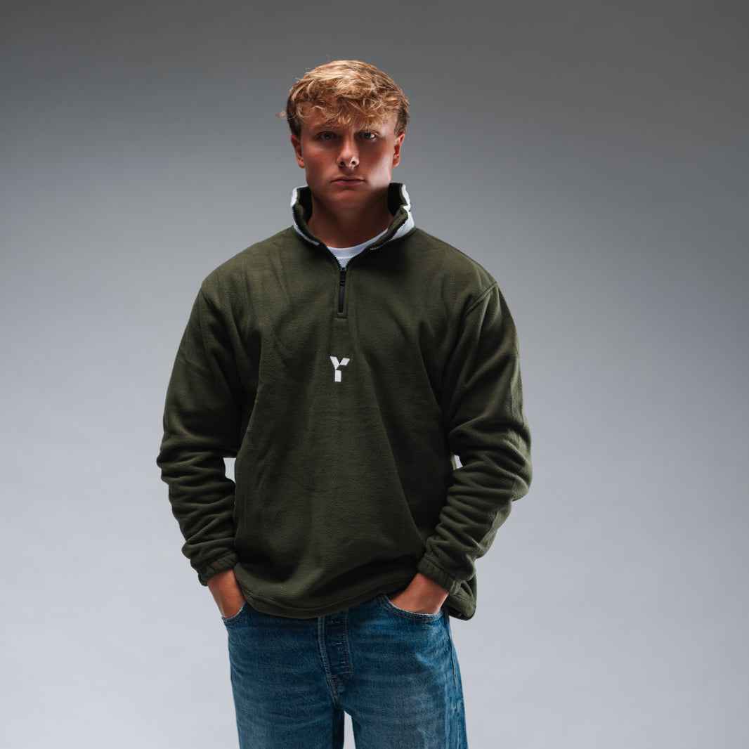 Oversized Stonewash Green Logo Retro Zip