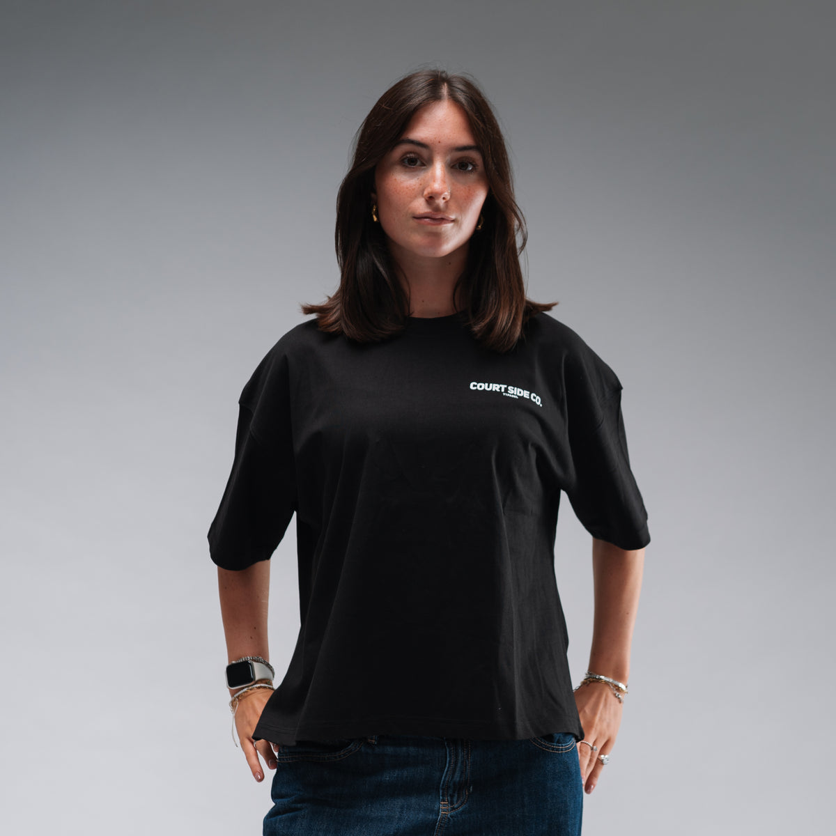 Women's Oversized Courtside Tee Black