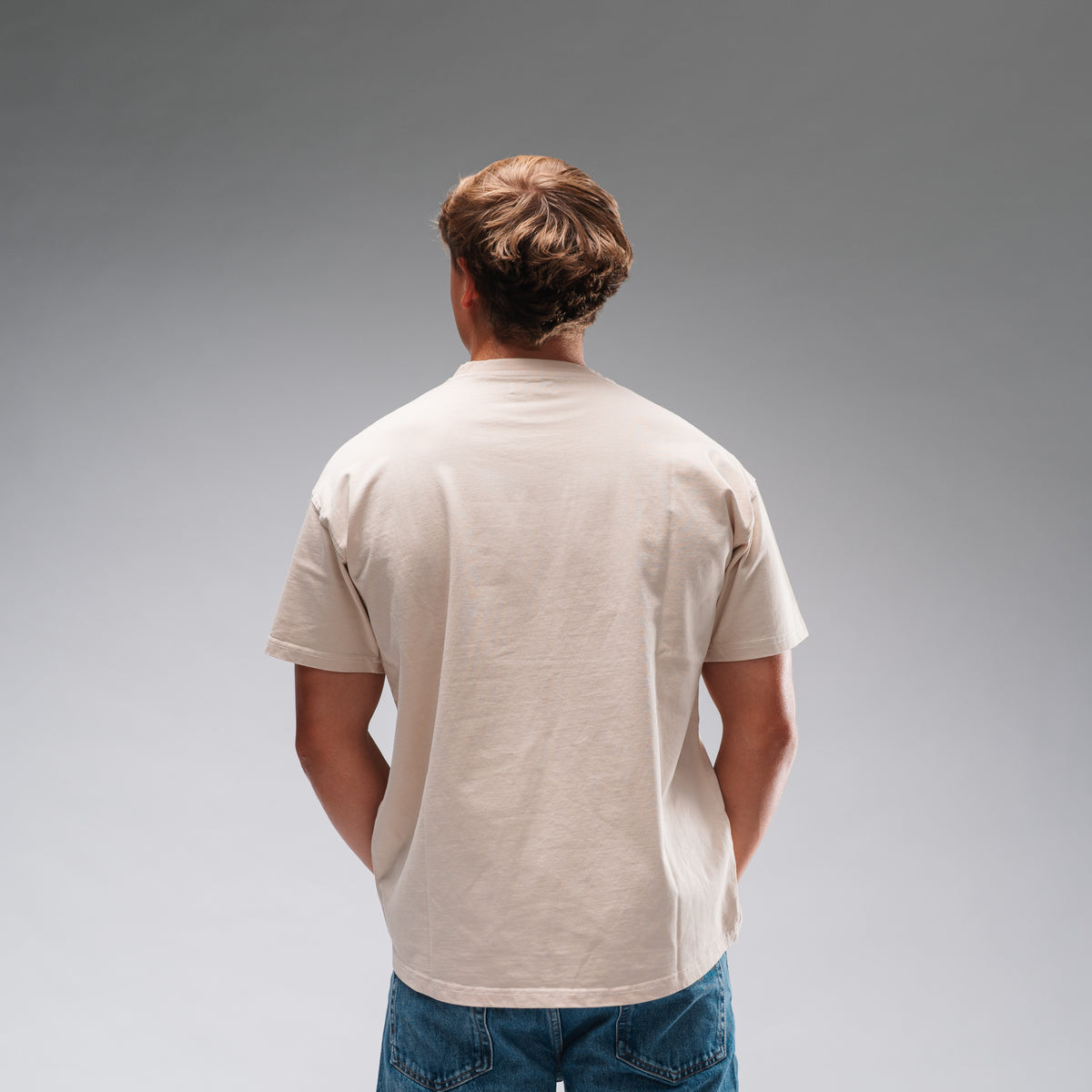 Men's Oversized Stonewash White Logo Tee