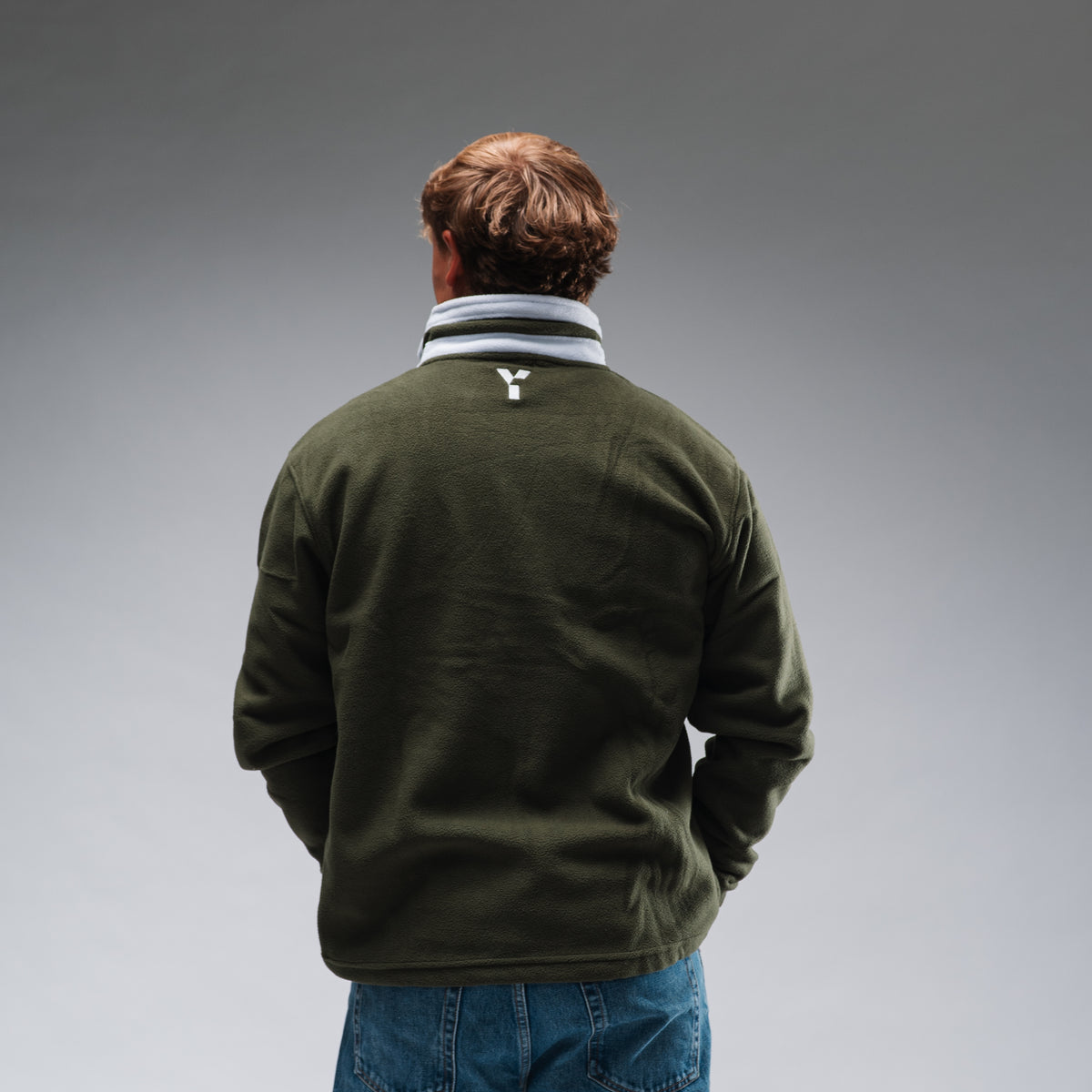 Oversized Stonewash Green Logo Retro Zip