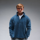 Oversized Stonewash Navy Logo Quarter Zip