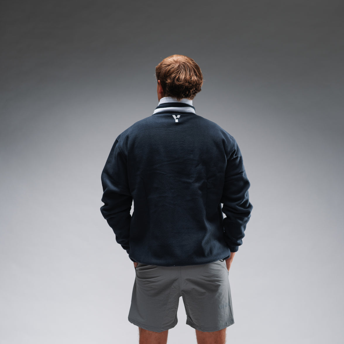 Oversized Stonewash Navy Logo Retro Zip