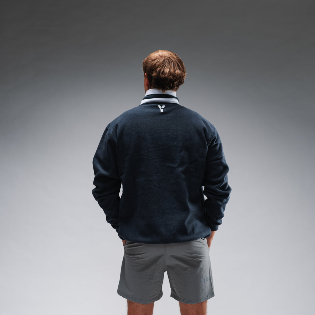 Oversized Stonewash Navy Logo Retro Zip