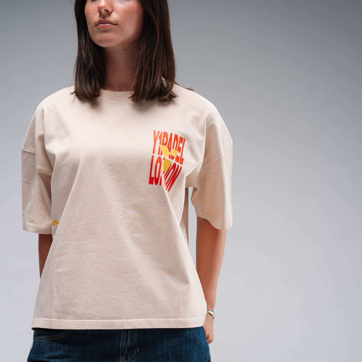Women's Oversized Padel London Tee Stonewash White