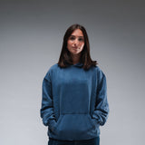 Oversized Stonewash Navy Logo Hood