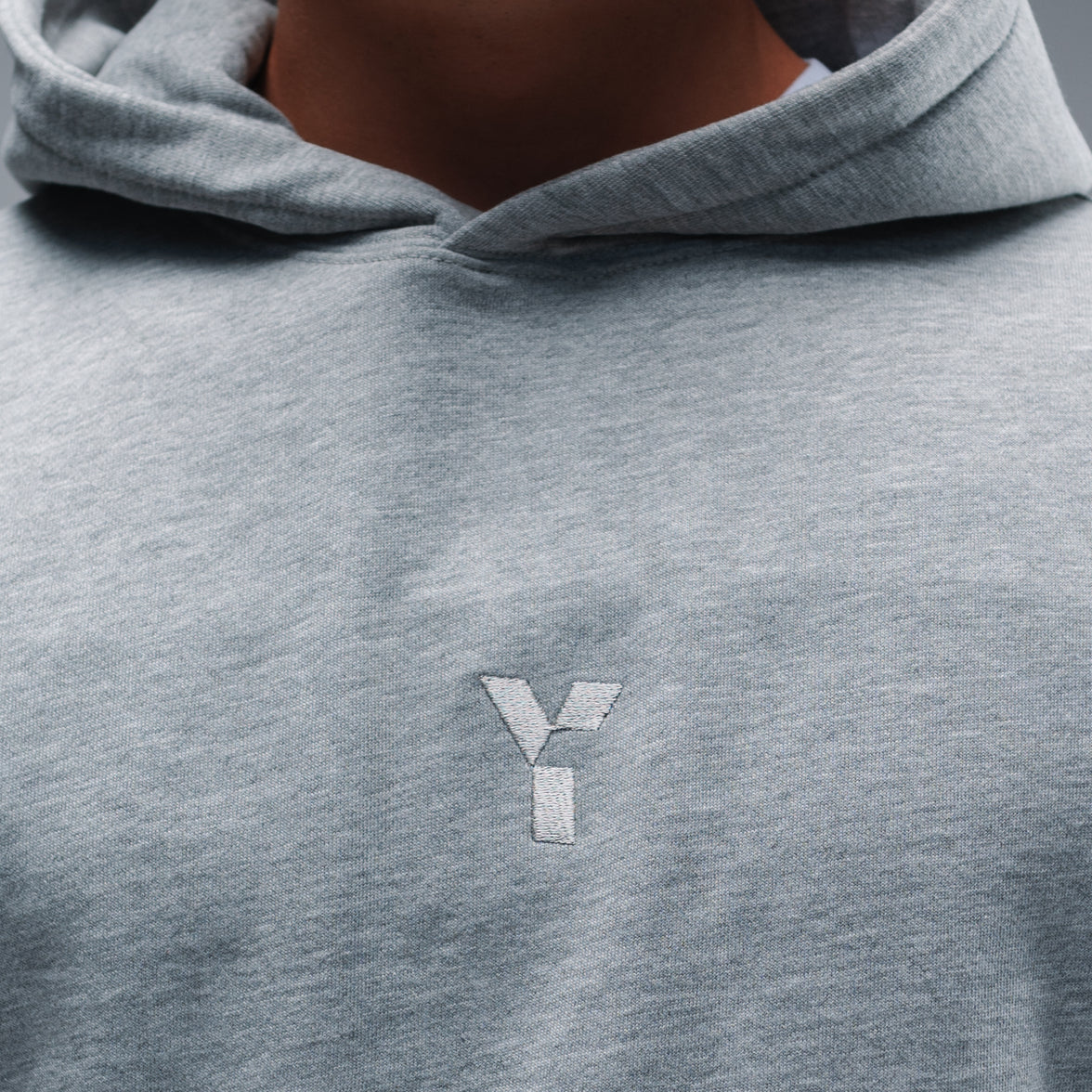 Oversized Mellange Grey Logo Hood
