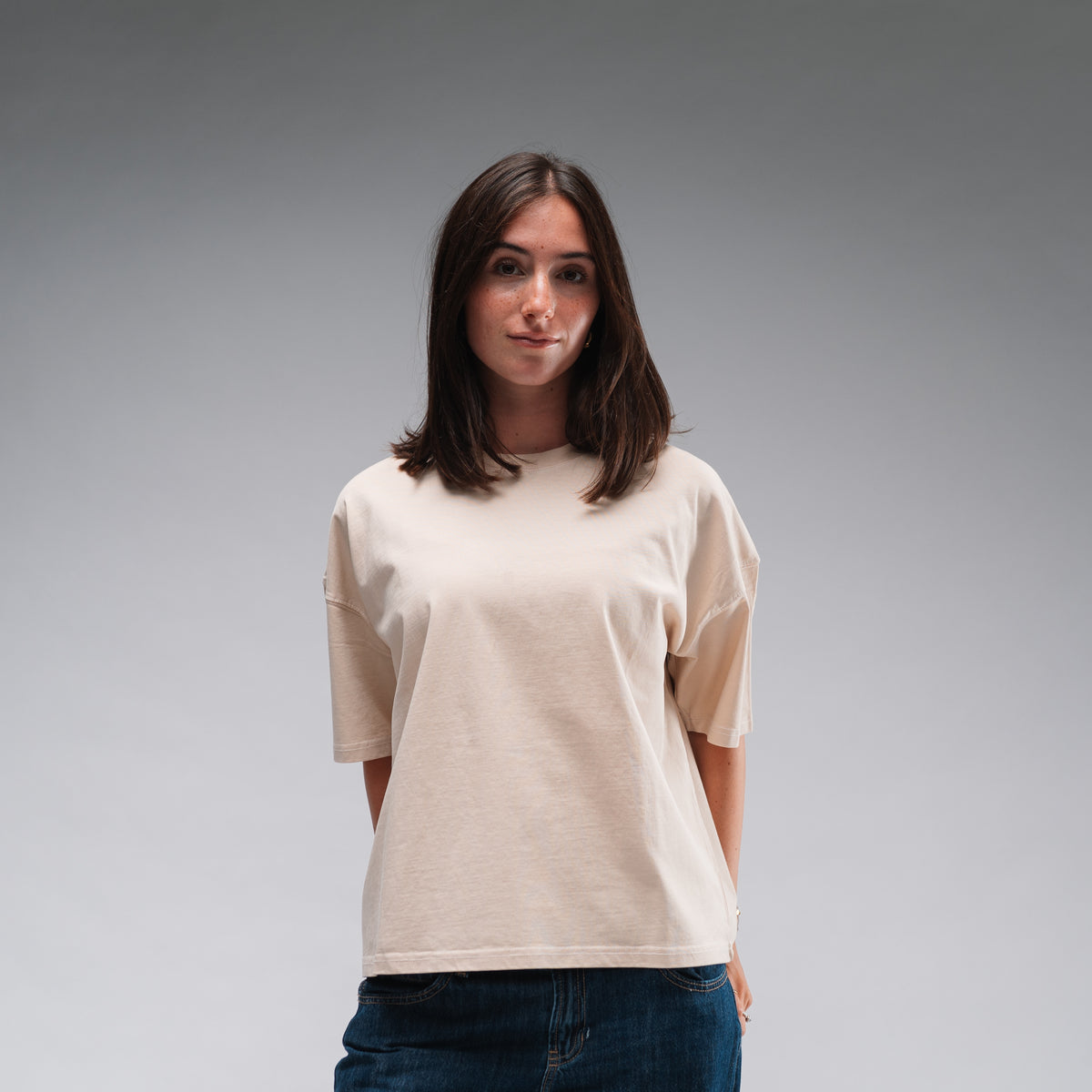 Women's Oversized Stonewash White Logo Tee