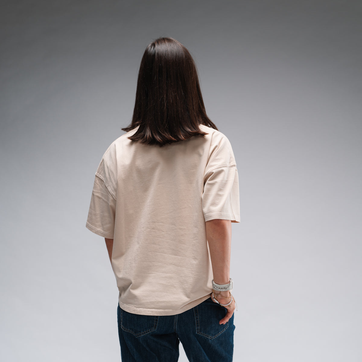 Women's Oversized Stonewash White Logo Tee