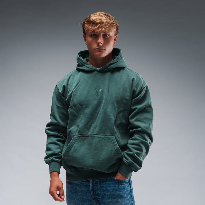 Oversized Stonewash Green Logo Hood