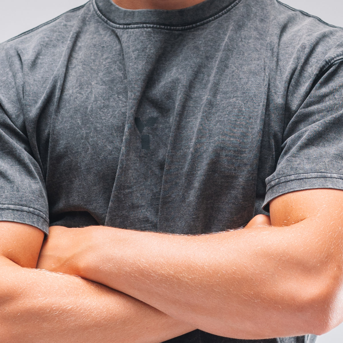 Men's Oversized Stonewash Black Logo Tee