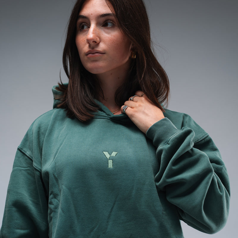 Oversized Stonewash Green Logo Hood