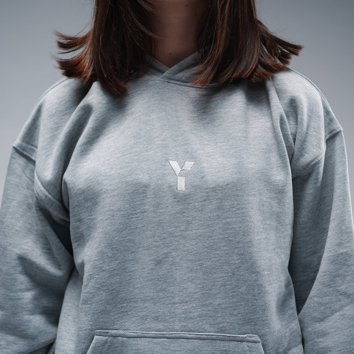 Oversized Mellange Grey Logo Hood