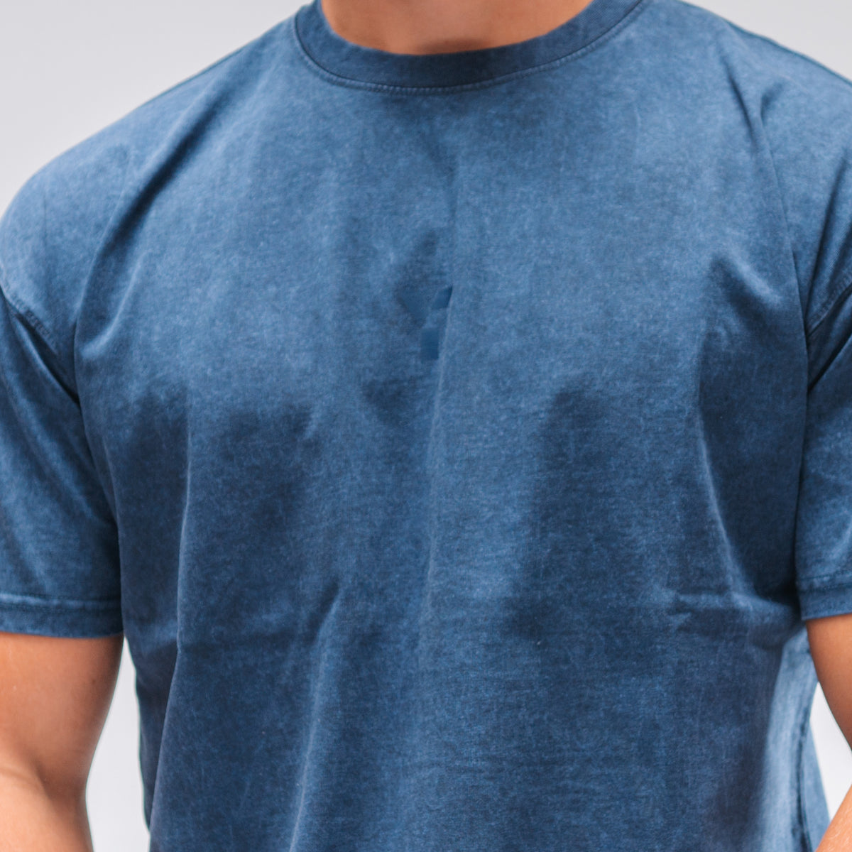 Men's Oversized Stonewash Navy Logo Tee