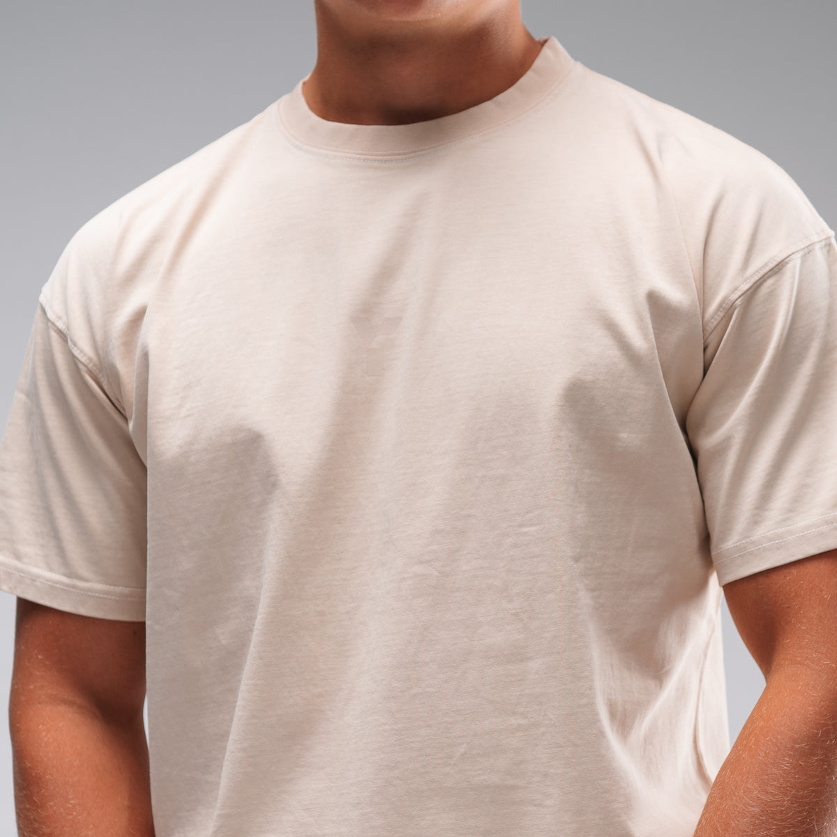 Men's Oversized Stonewash White Logo Tee