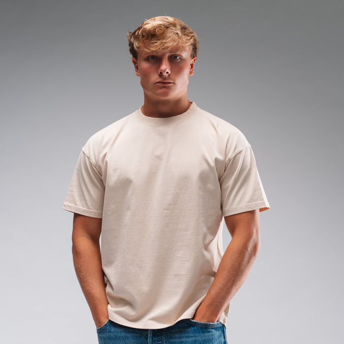 Men's Oversized Stonewash White Logo Tee