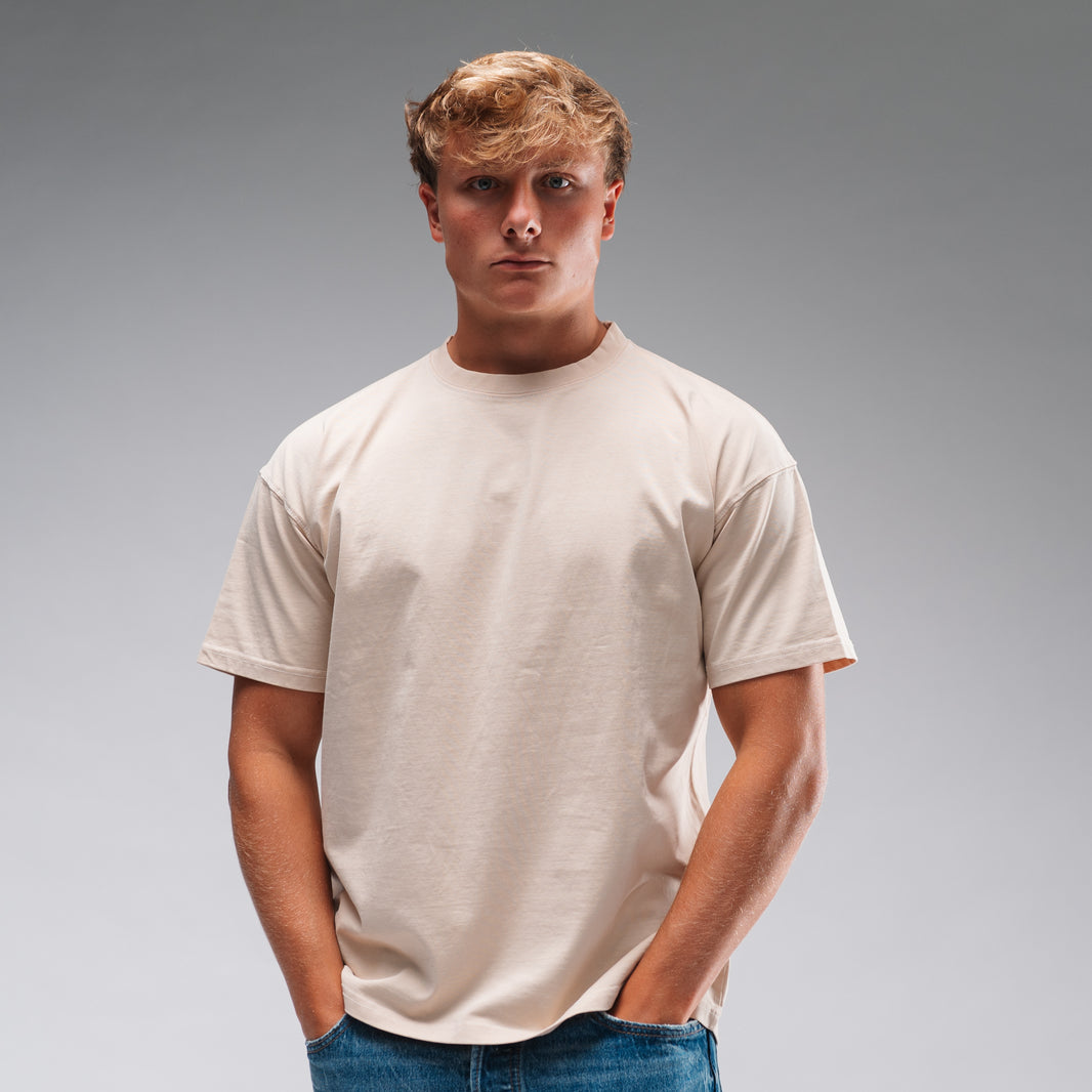 Men's Oversized Stonewash White Logo Tee