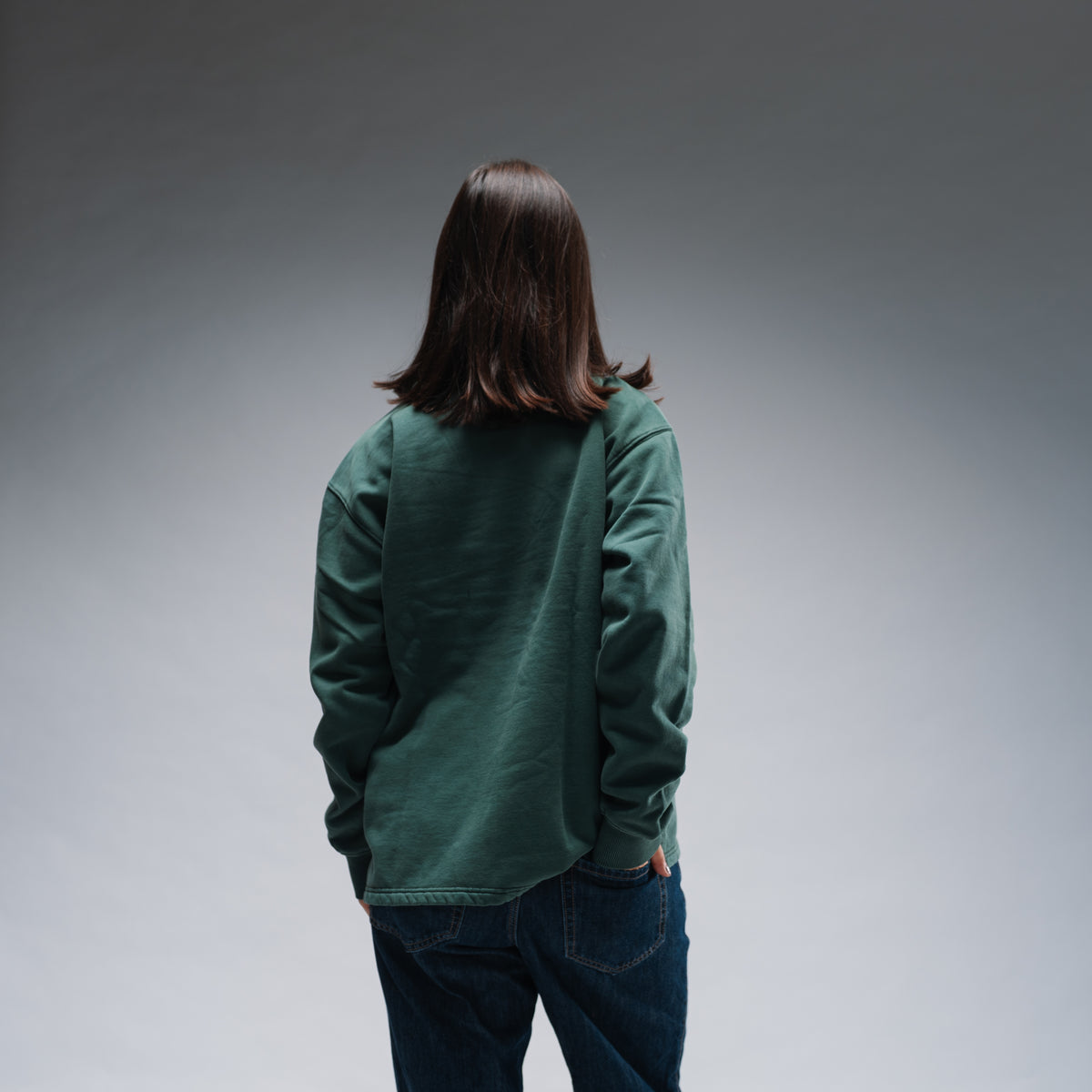 Oversized Stonewash Green Logo Quarter Zip