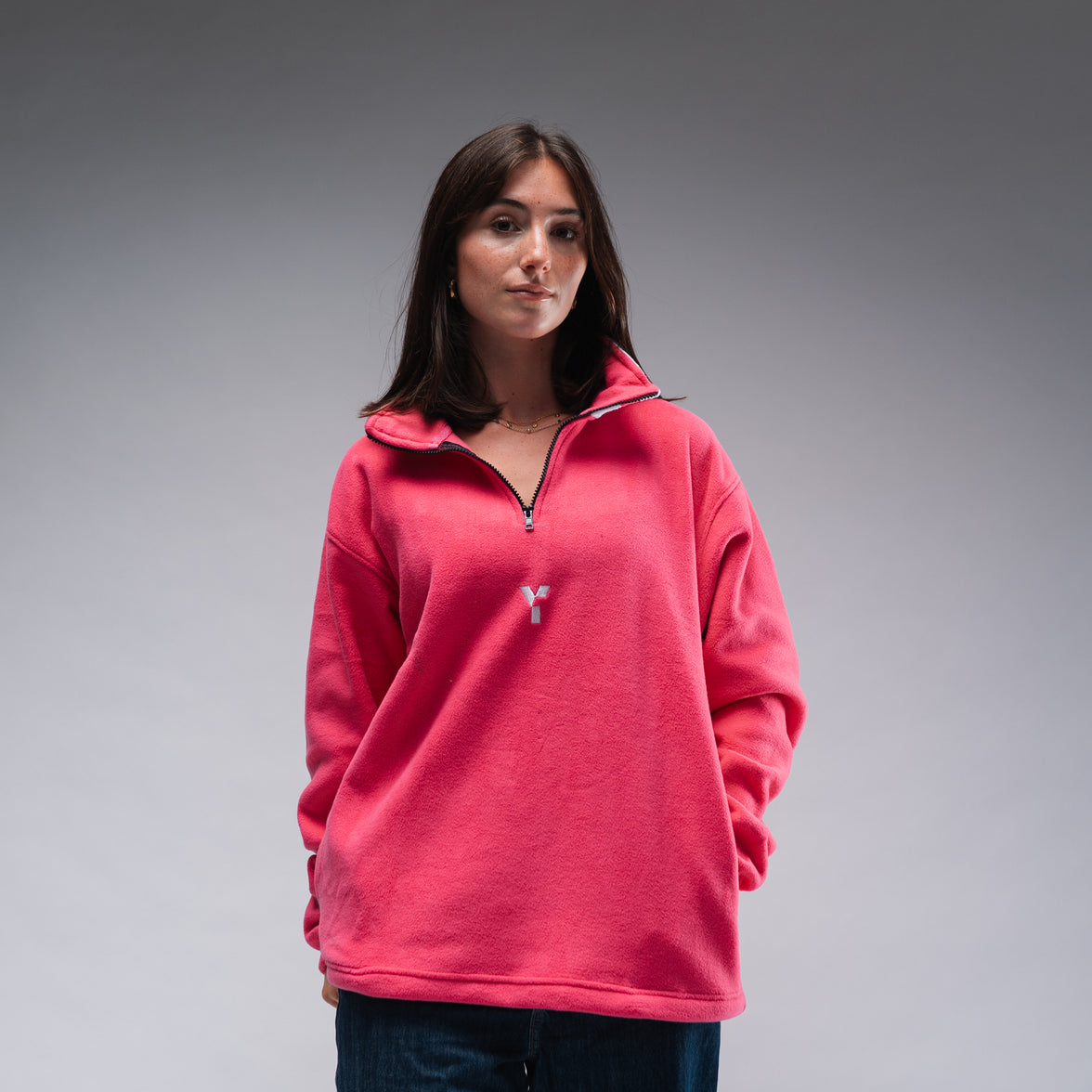 Oversized Pink Logo Retro Zip